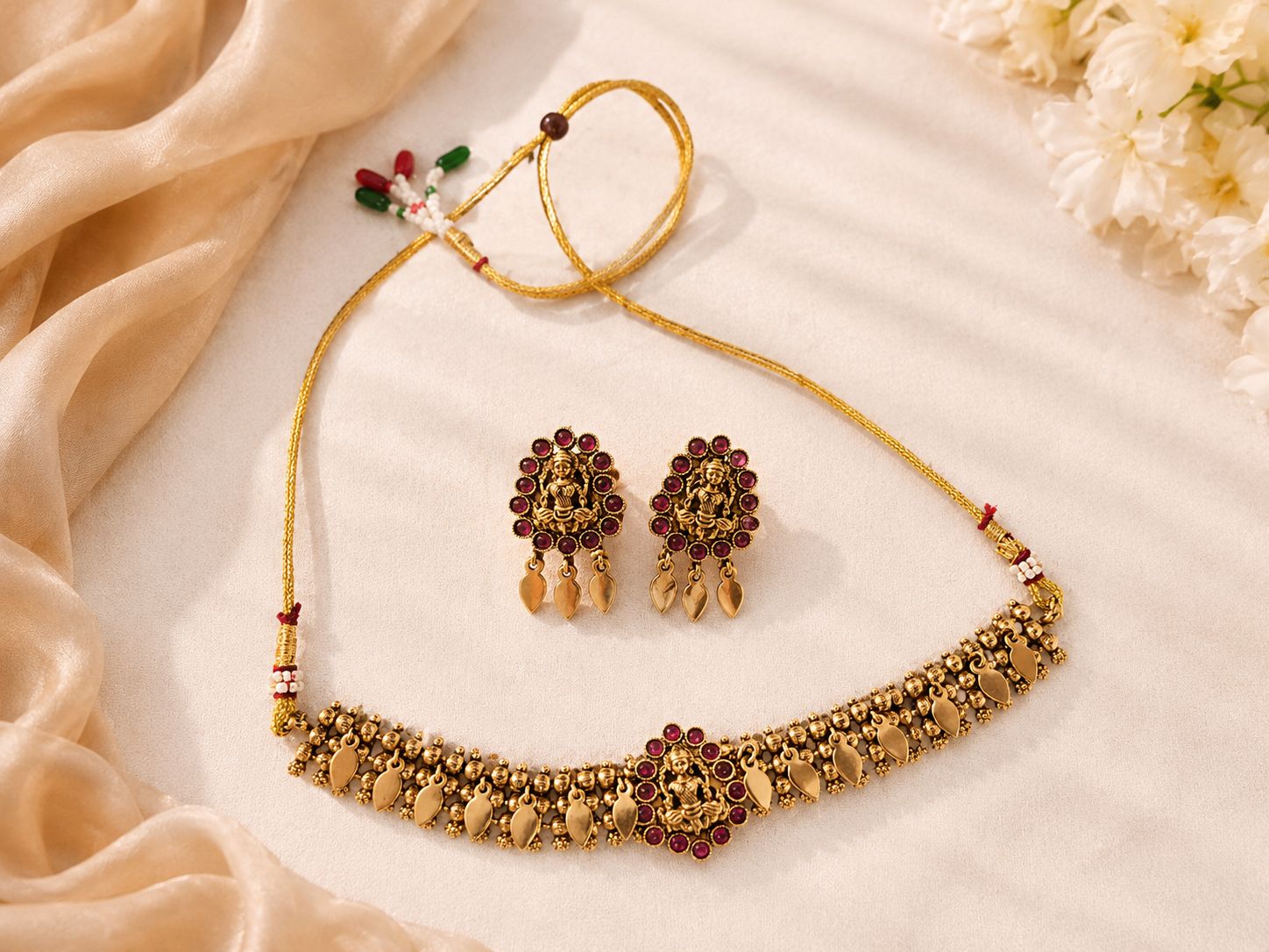 Heritage Gold Lakshmi Ruby Temple Choker Set