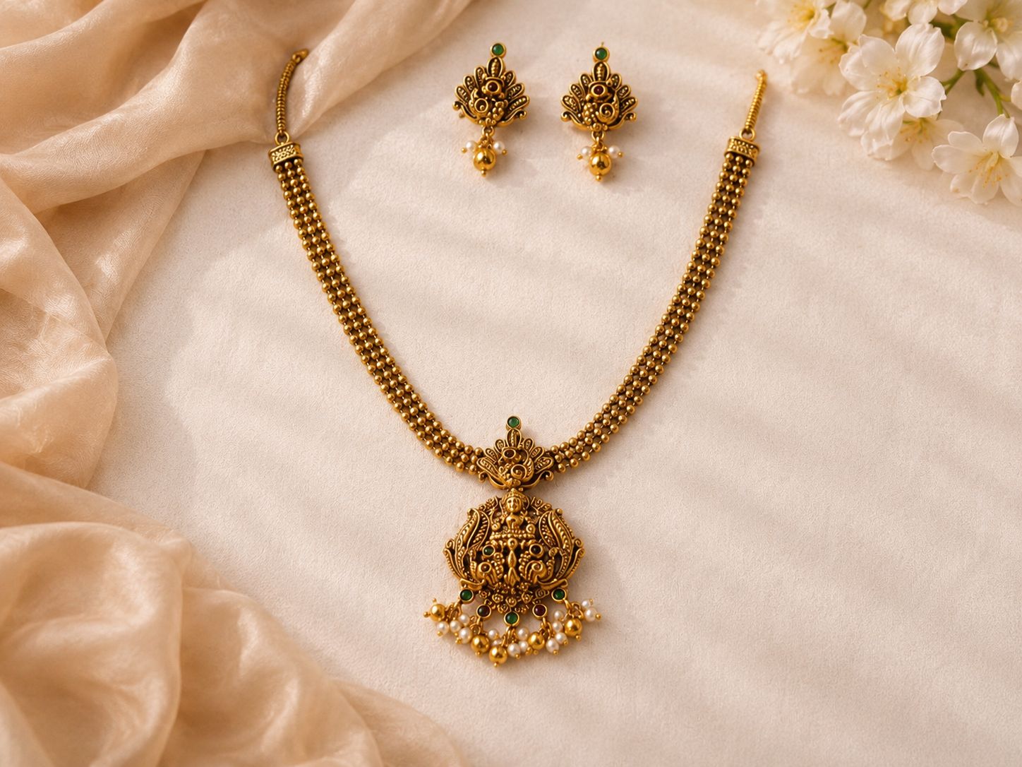 Timeless Gold Lakshmi Pendent Haram