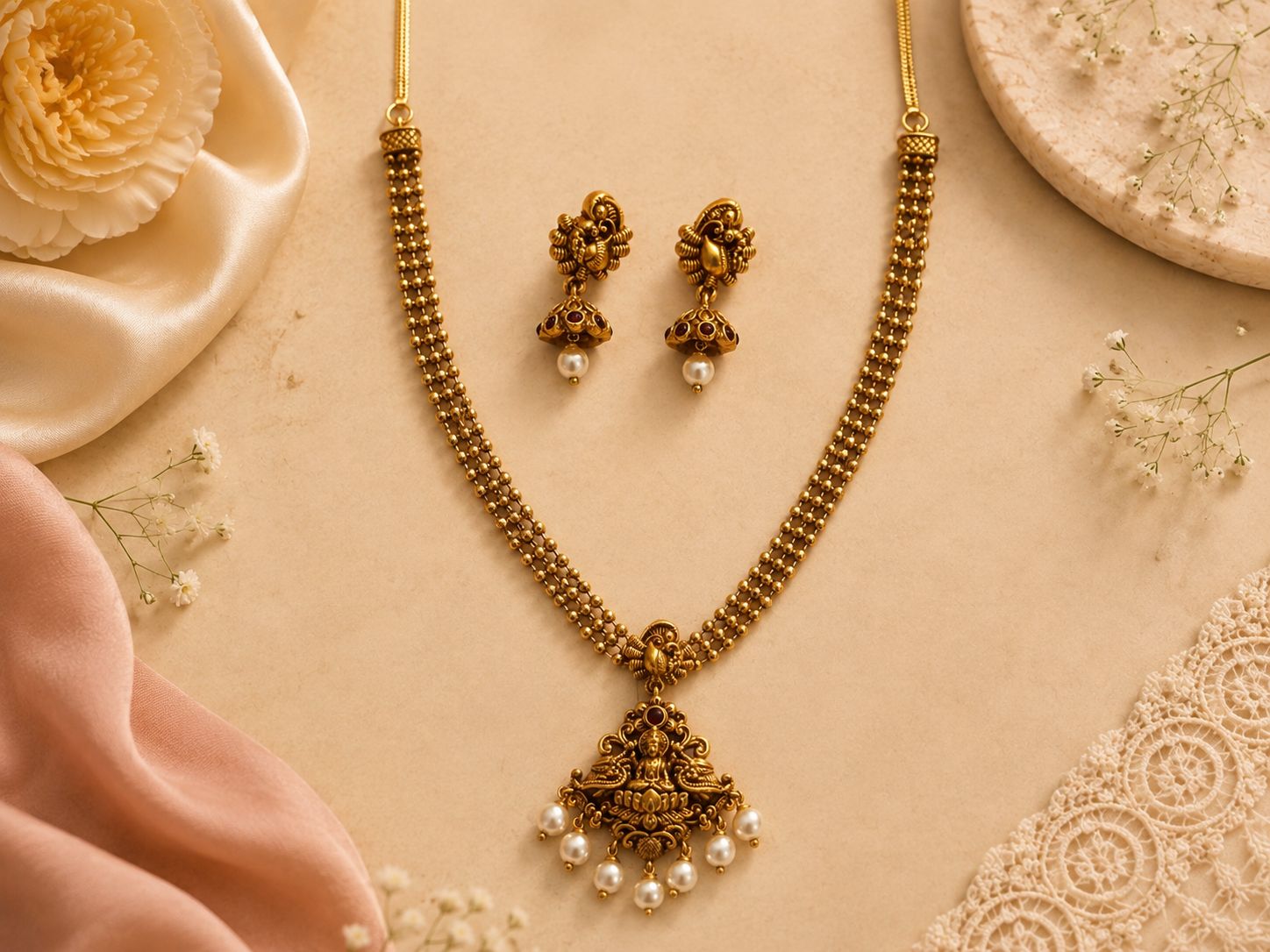 Lakshmi Pearl Drop Temple Haram