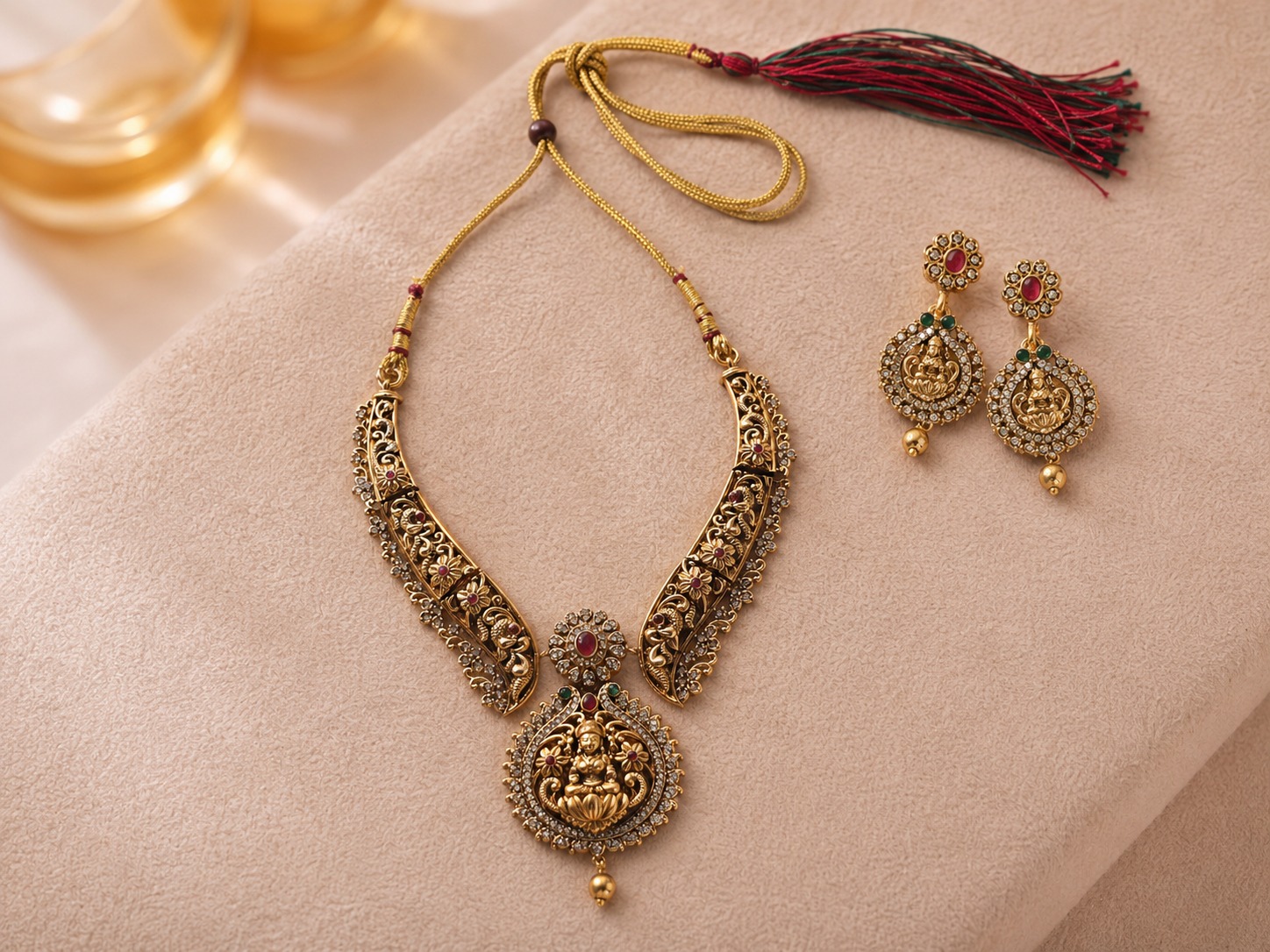 Temple Lakshmi Antique Necklace Set