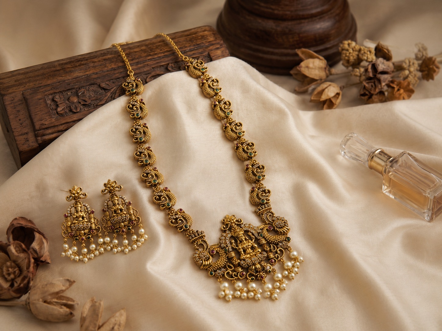 Peacock Lakshmi Temple Jewellery Set