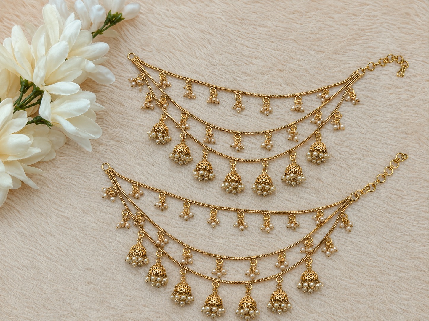 Pearl Jhumka Chainlet