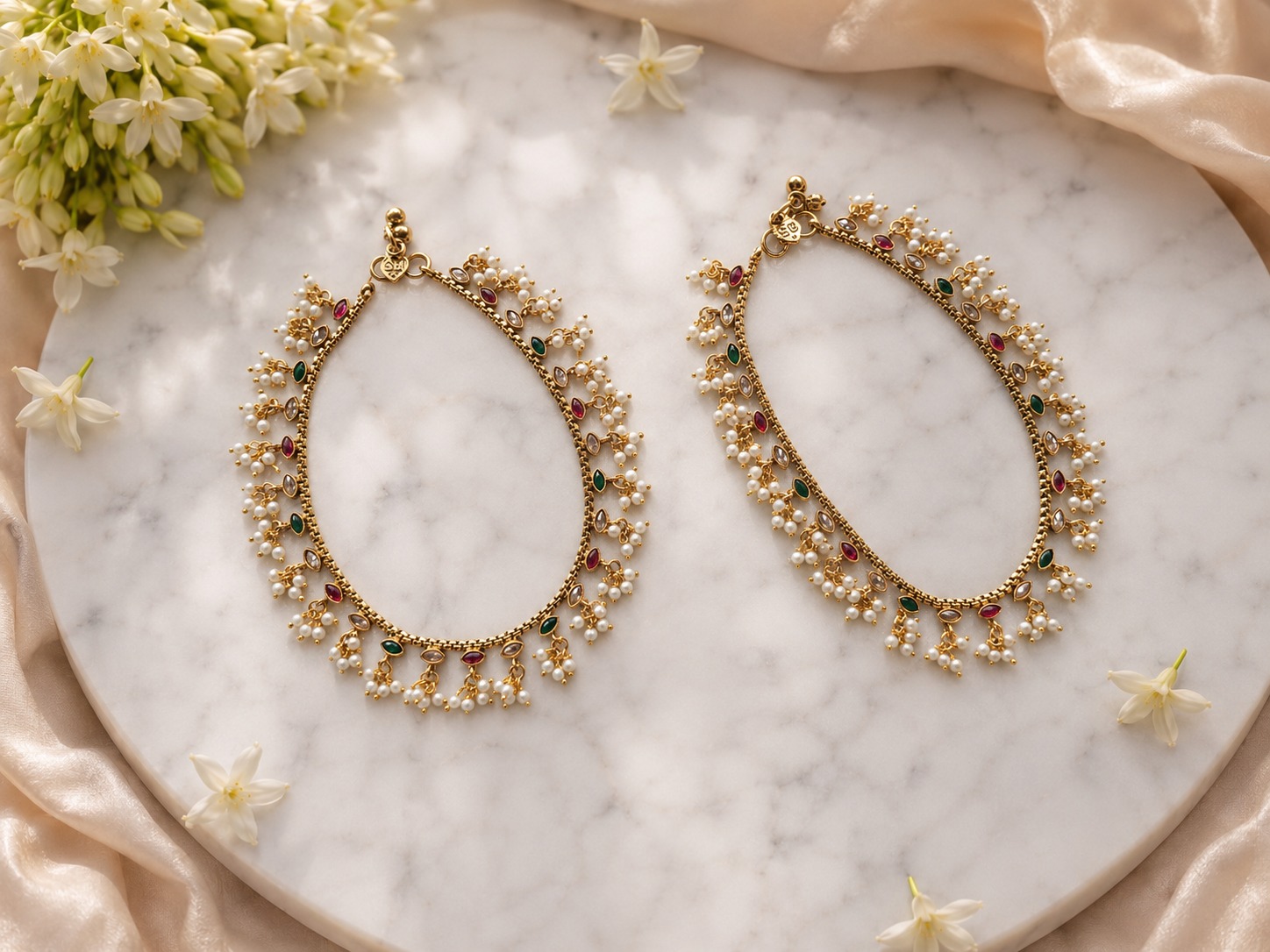Pearl & Multicolor Stone Chainlet
