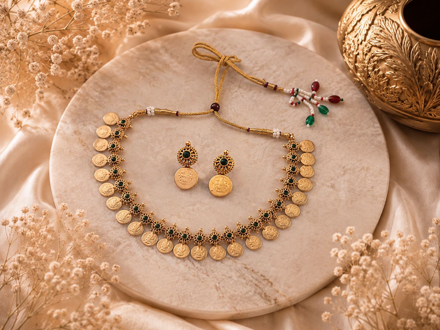 Coin Motif Necklace & Earring Set