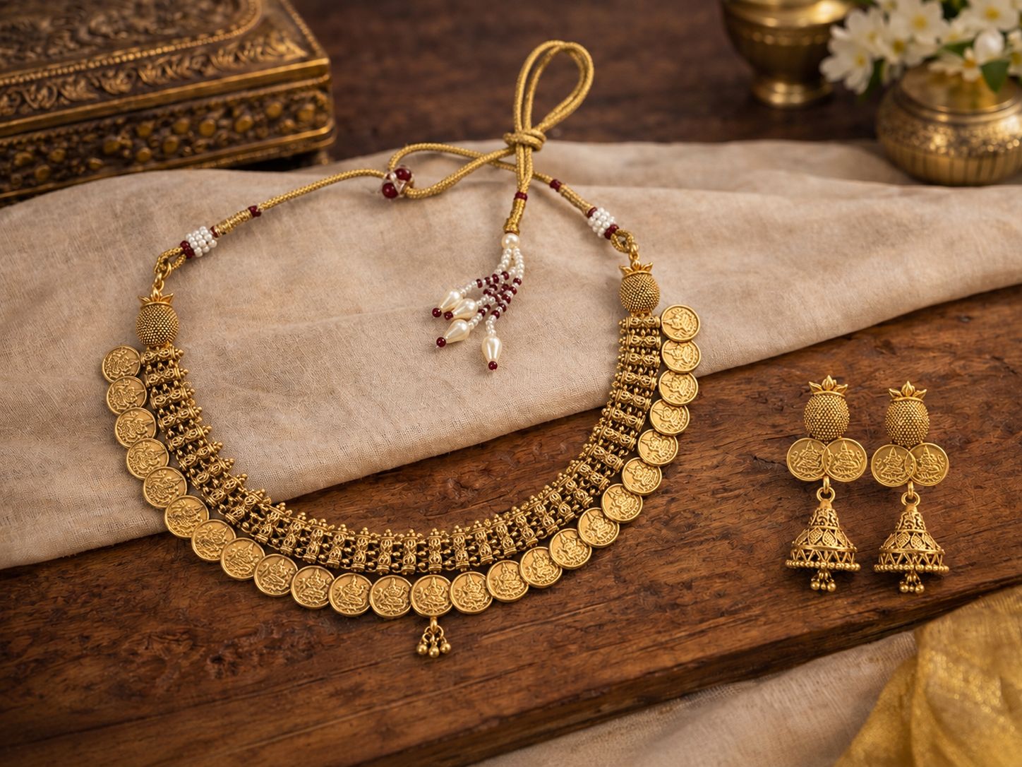 Traditional Lakshmi Coin Necklace Set