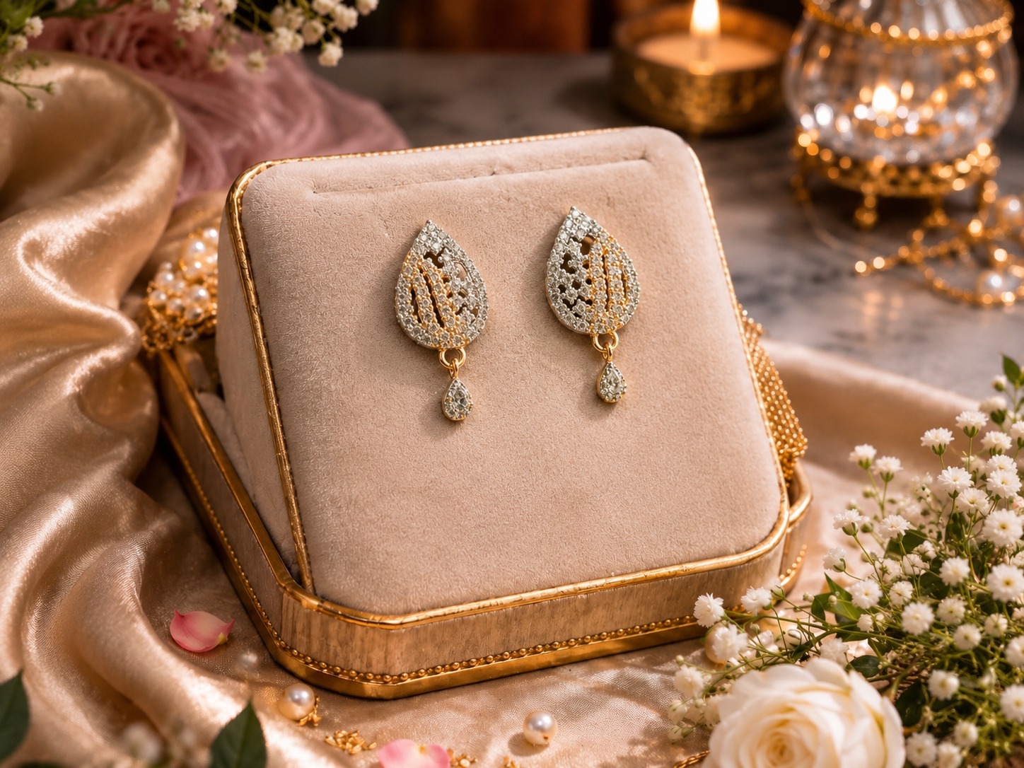 Golden Crystal Teardrop Earrings