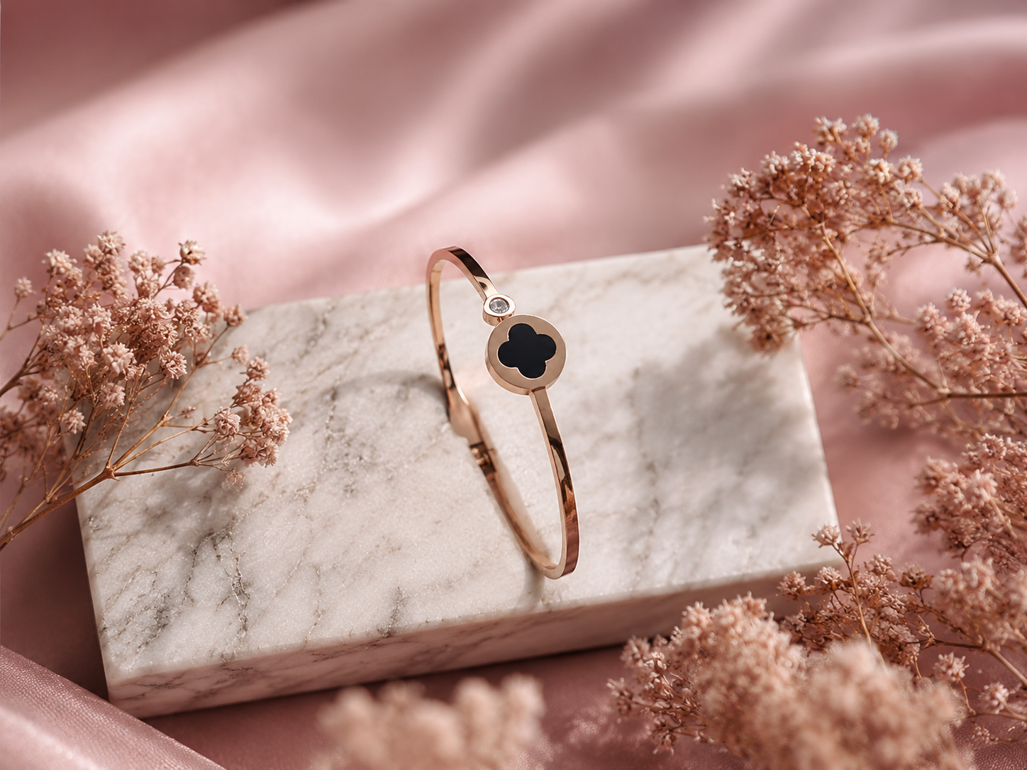 Elegant Black Clover Bangle