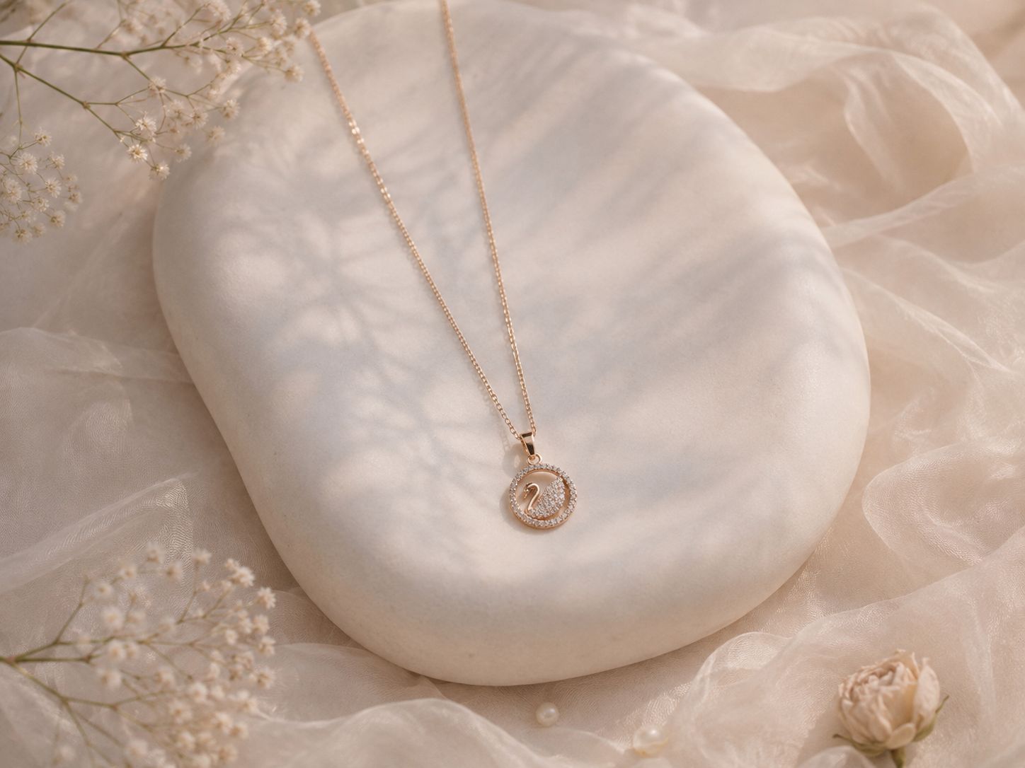 Rose Gold Swan Pendant Chain