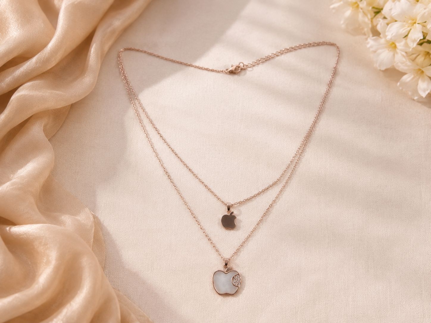 Rose Gold Double Layer Apple Pendant Chain