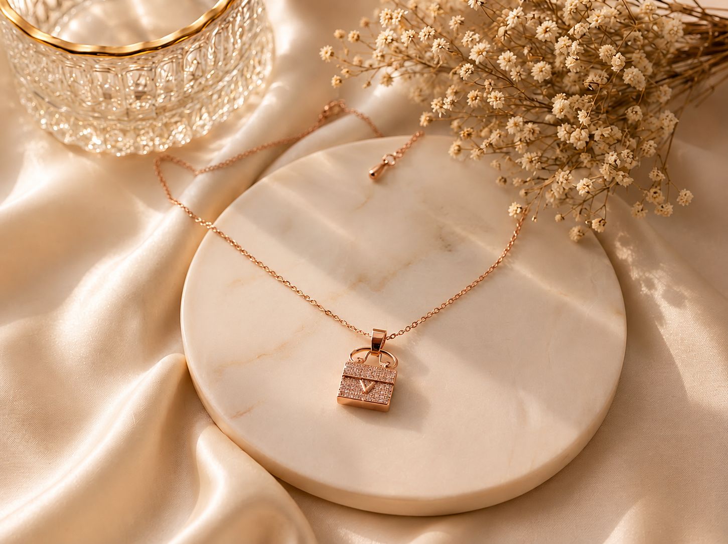 Rose Gold Handbag Charm Pendant Chain