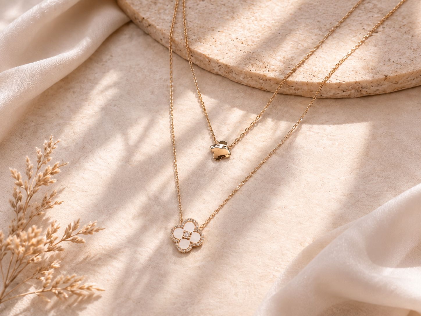 Golden Bloom Layered Charm Pendant Chain