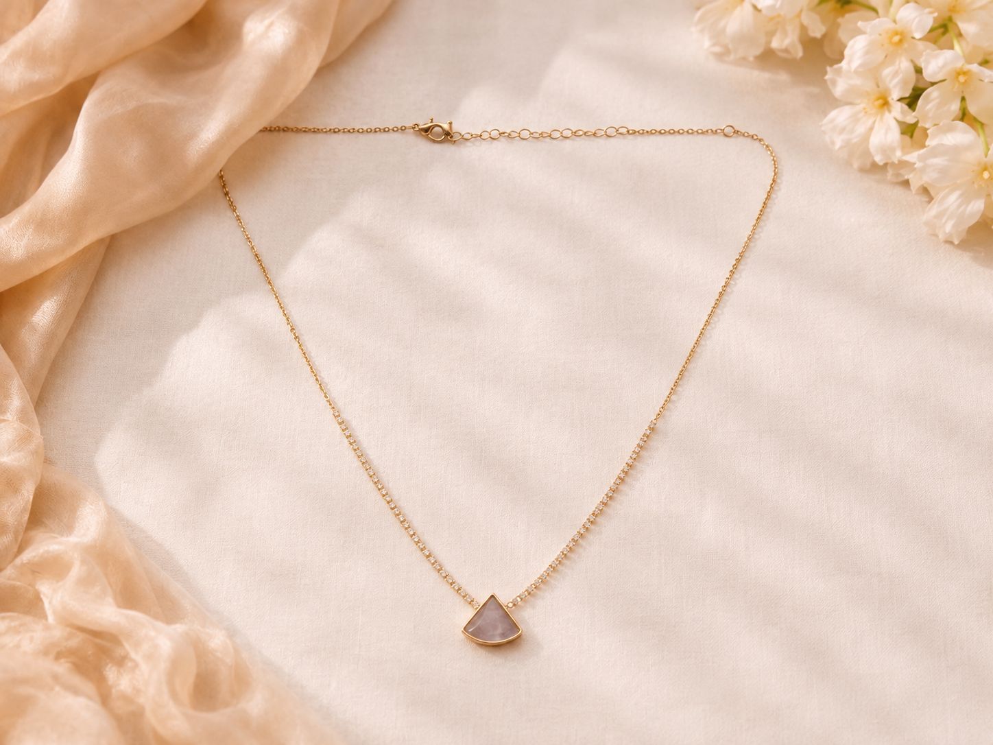 Rose Gold Triangle Stone Pendant Chain