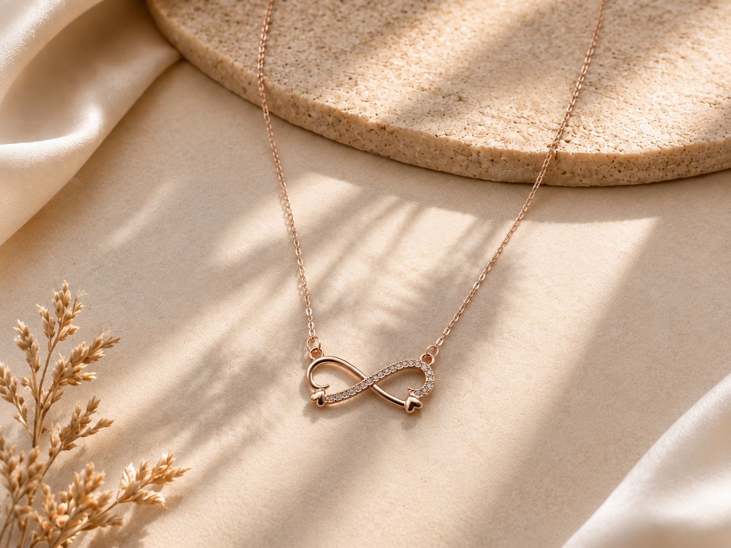 Rose Gold Infinity Stone Pendant Chain